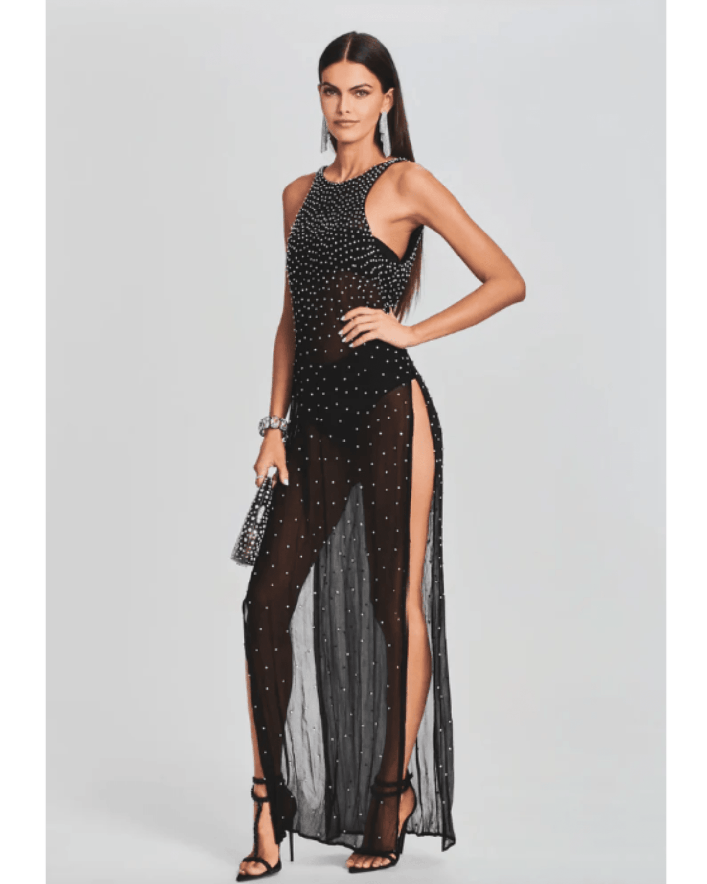 Carmella Embellished Dress in Black - Endless