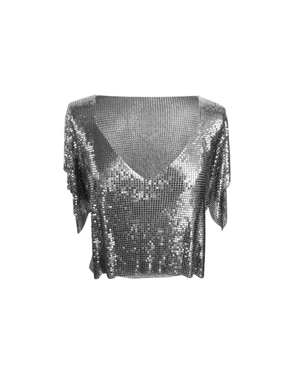 Ava V-Neck Top Silver