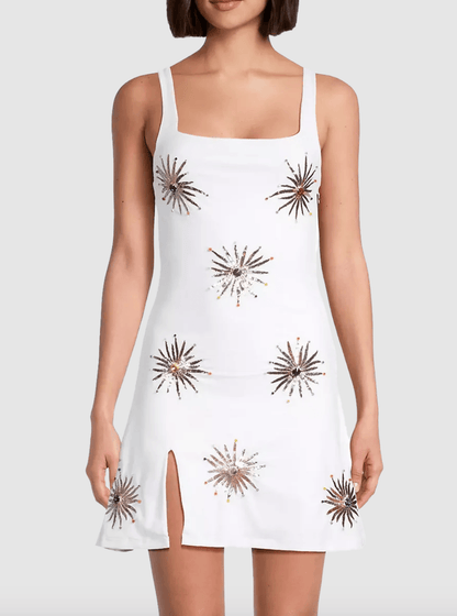 Callie Luxury Embellished White Party Dress - Endless